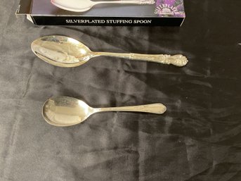 Lot Of 2 Serving Spoons Silver Plate