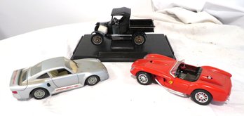 3 Model Cars Ford 1925 Burago Ferrari  Porsche 1:24