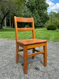 Solid Oak School Chair, Vintage 1950's-1960's