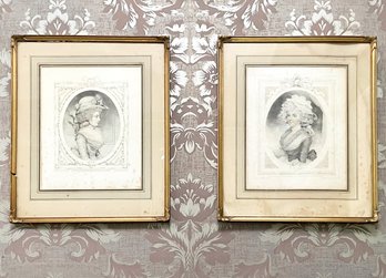 A Pair Of 19th Century French Etchings, Pencil Signed