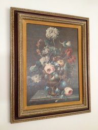 Floral Vase Textured Print On Canvas