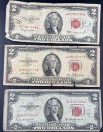 3 $2 Red Seal Certificates 1953, 1953-A, 1953-C