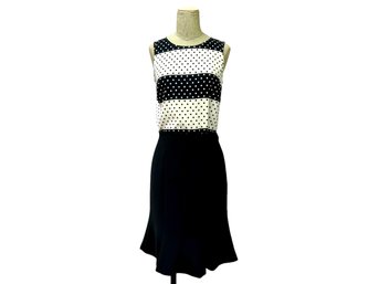 Talbots Black Flared Skirt & Polka-dot Sleeveless Blouse