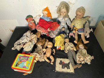 ANTIQUE DOLL AND DOLL CLOTHING LOT