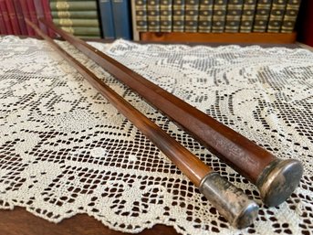 Two Antique Silver-tipped, Monogrammed And Dated 1916 & 1917 Walking Sticks