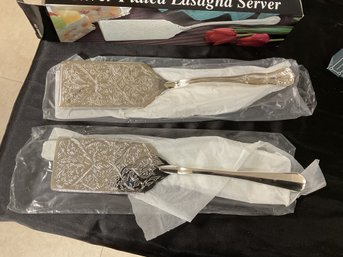 2 Lasagna Servers- Silver Plate