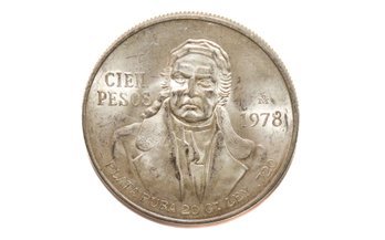 1978 $100 Pesos Silver Mexico Coin