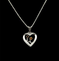 Italian Sterling Silver Chain With Heart Shaped Pendant
