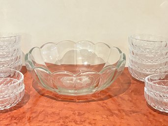 Vintage Mid 20th Century Crystal Salad Serving & Individual Bowls By Val Saint Lambert