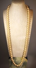 1980S ELONGATED LARGE STRAND OF FAUX PEARLS NECKLACE SIGNED