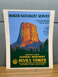 DEVILS TOWER MONUMENT CROOK COUNTY WYOMING PRINT. 13 3/8' X 16 1/8'. Perfect For Framing And Enjoying.