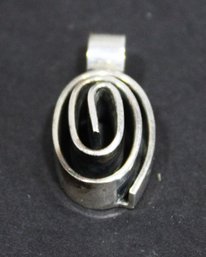 Sterling Silver Mexican Curley Q Pendant Heavy