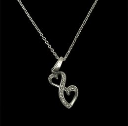 Vintage Sterling Silver Indonesian Chain And Double Marcasite Heart Pendant