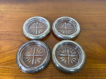 Sterling Silver - 1883 F.B. Rogers Glass Coasters