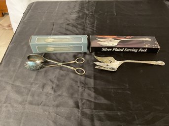 Silver Plate Salad Server And Serving Fork