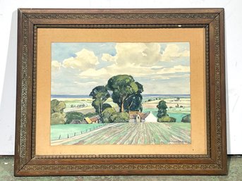An Original Watercolor Lanscape Painting By Julius Delbos (English/American 1879-1970) C. 1940's