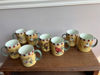Collection Of Eight Lenox 'Winter Greetings Everyday' Songbirds Of America Mugs