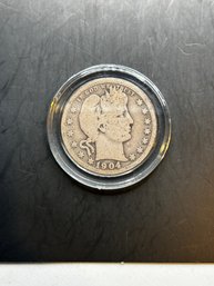 Beautiful 1904 Barber Quarter, Silver Coin