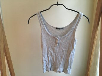 BRANDY MELVILLE, Cotton Ribbed 3 Button Tank Top Shirt, Slate Blue, One Sz