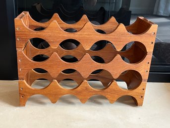 Mid Century Danish Modern Solid Teak Wood 3 Stackable Wine Rack Holder By Dolphin