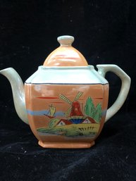 Windmill Painted Teapot Made In Japan
