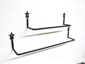 Black Wrought Iron Country Star Towel Bars