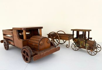A Vintage Truck And Wagon Form Bar Or Glass Caddy