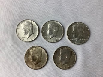 5 - 1964 Kennedy Half Dollars (90  Per Cent Silver)