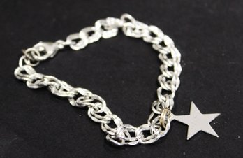 Sterling Silver Vintage Charm Bracelet Having One STAR Shaped Charm