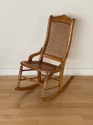 Victorian Style Walnut With Cane Seat Rocking Chair