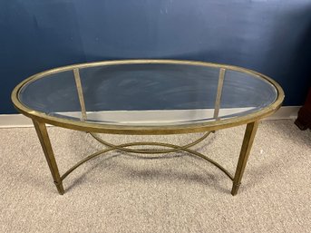 Uttermost Coffee Table, Soft Gold With Clear Glass