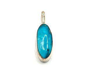 Vintage Sterling Silver Bright Turquoise Blue Color Pendant