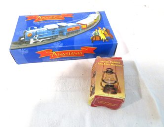 New In Box Anastasia Train Set With Mini Railroad Lantern