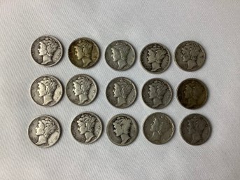 15 - Mercury Dimes (90 Per Cent  Silver) See Description For Dates