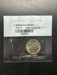 1981 Uncirculated Jefferson Nickel In Littleton Package