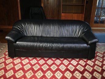 Very Nice NATUZZI Black Leather Sofa - Made In Italy - USED VERY LITTLE - We Also Have Matching Loveseat !