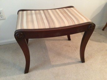 Striped Cushioned Regency Style Vanity Bench