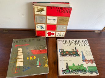 The Lore Of Flight And Ships And Train Three Vintage Coffee Table Reference Books