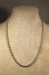 Fine Sterling Silver Beaded Italian Necklace 16' Long