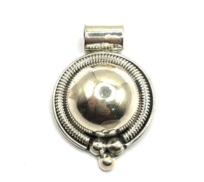 Vintage Large Mexican Sterling Silver Ornate Pendant