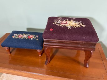 TWO NEEDLEPOINT STOOLS