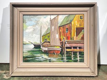 An Original Vintage Oil On Canvas, Coastal Scene, Signed Allen '64