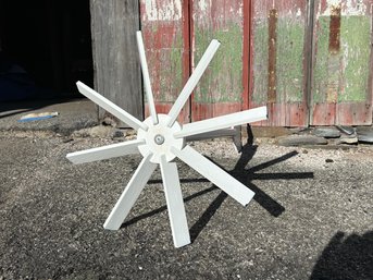 A Decorative White Painted Wood Wind Mill Paddle