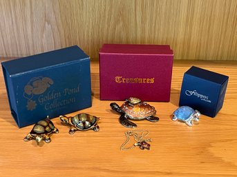 3 Boxed Sets Of Turtle Collectibles: Golden Pond Collection, Treasures, & Filippos By Valori