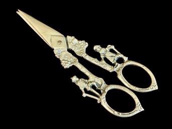 Victorian Era Italian Brass Grape Scissors With Intricate Details