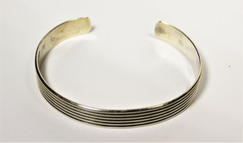 Vintage Sturdy Sterling Silver Cuff Bracelet Rubbed Design