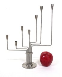 A Stainless Finish 7 Branch Menorah, Adjustable