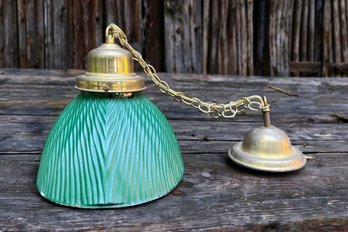 Vintage X Ray Green Mercury Glass Light With Brass Hardware