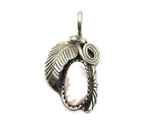 Vintage Sterling Silver White Stone Pendant