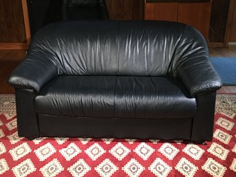 Very Nice NATUZZI Black Leather Loveseat - Made In Italy - USED VERY LITTLE - We Also Have Matching Sofa